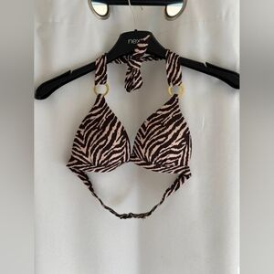 Zebra Print Halter Bikini Top
